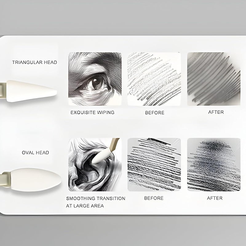 Luoshi 20 Pcs Sketch Drawing Tool Set | Blending Stumps, Eraser, Trimmer, Sponge & Brush | Charcoal & Pencil Art Tools for Students & Artists | Paper Art Shading Set (Set of 2) - Image 3