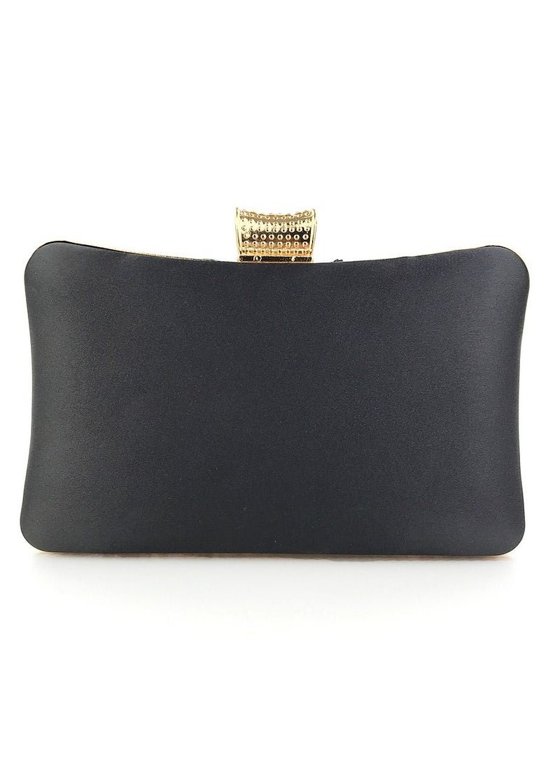 Generic - Stone Studded Party Clutch Black Gold Size 19.5X6X12cm - Image 1