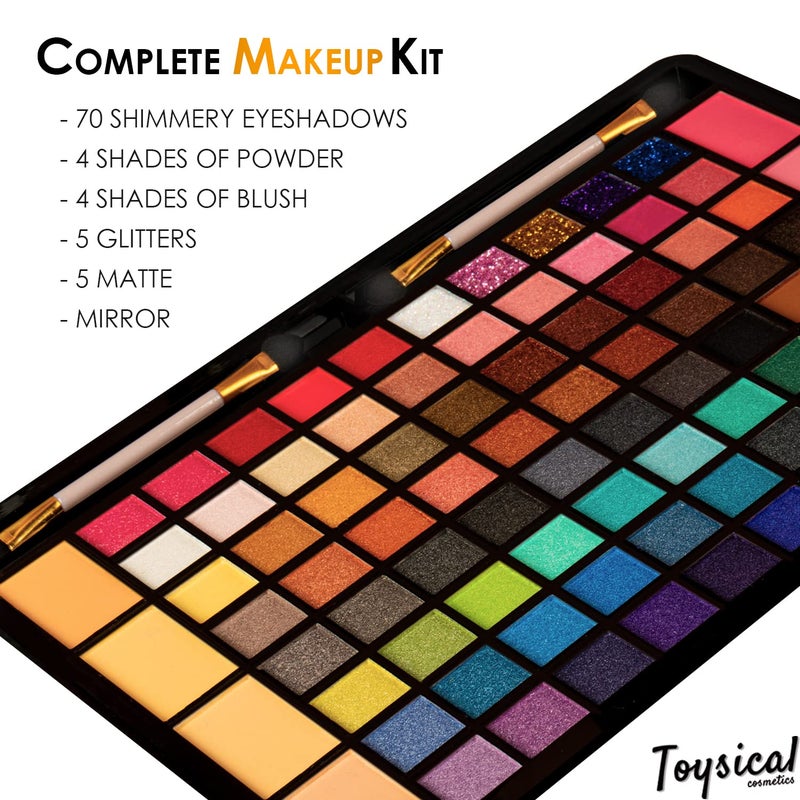 Toysical All In One Makeup Kit in Leather Case - Eye Shadow Palette Makeup for Girls, Teens and Women, Highly Pigmented - 88 Colors Eyeshadow Palette - Make Up Set for Beginners or Pros - Image 2