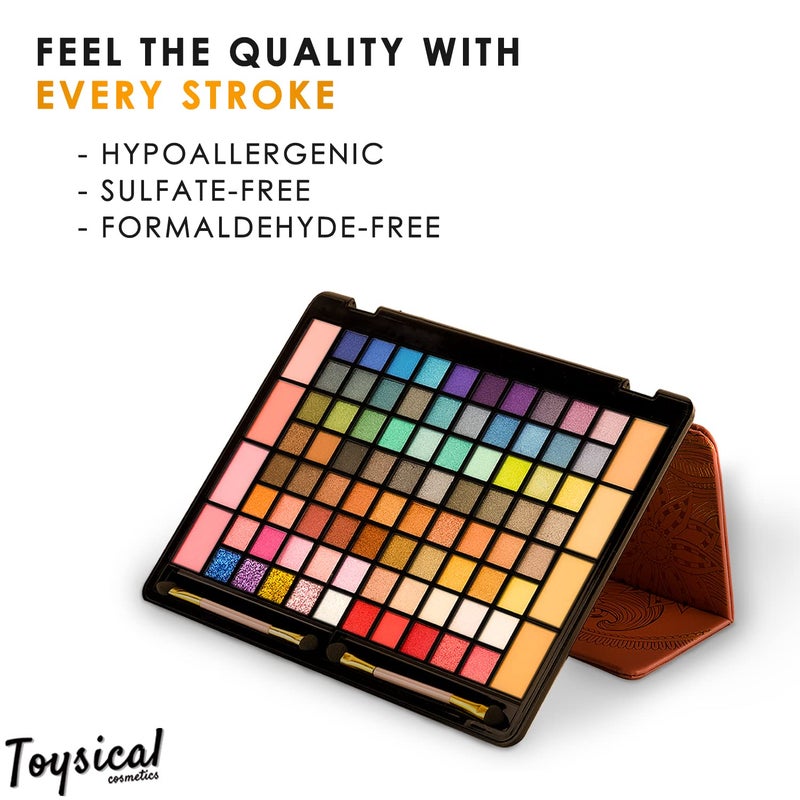 Toysical All In One Makeup Kit in Leather Case - Eye Shadow Palette Makeup for Girls, Teens and Women, Highly Pigmented - 88 Colors Eyeshadow Palette - Make Up Set for Beginners or Pros - Image 4