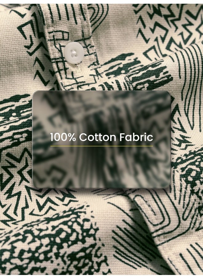 Beyoung Green Geometric Abstract Printed Overshirt  - Image 5