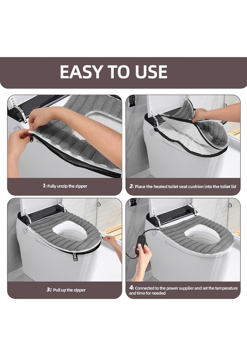 Generic - Heated Toilet Seat Cover USB Powered Toilet Seat Warmer with Charger 5-Speed Adjustable Temperature and Timing Function Levels Toilet Seat Cover with Soft Plush Fabric Easy To Clean and Installation Green - Image 1