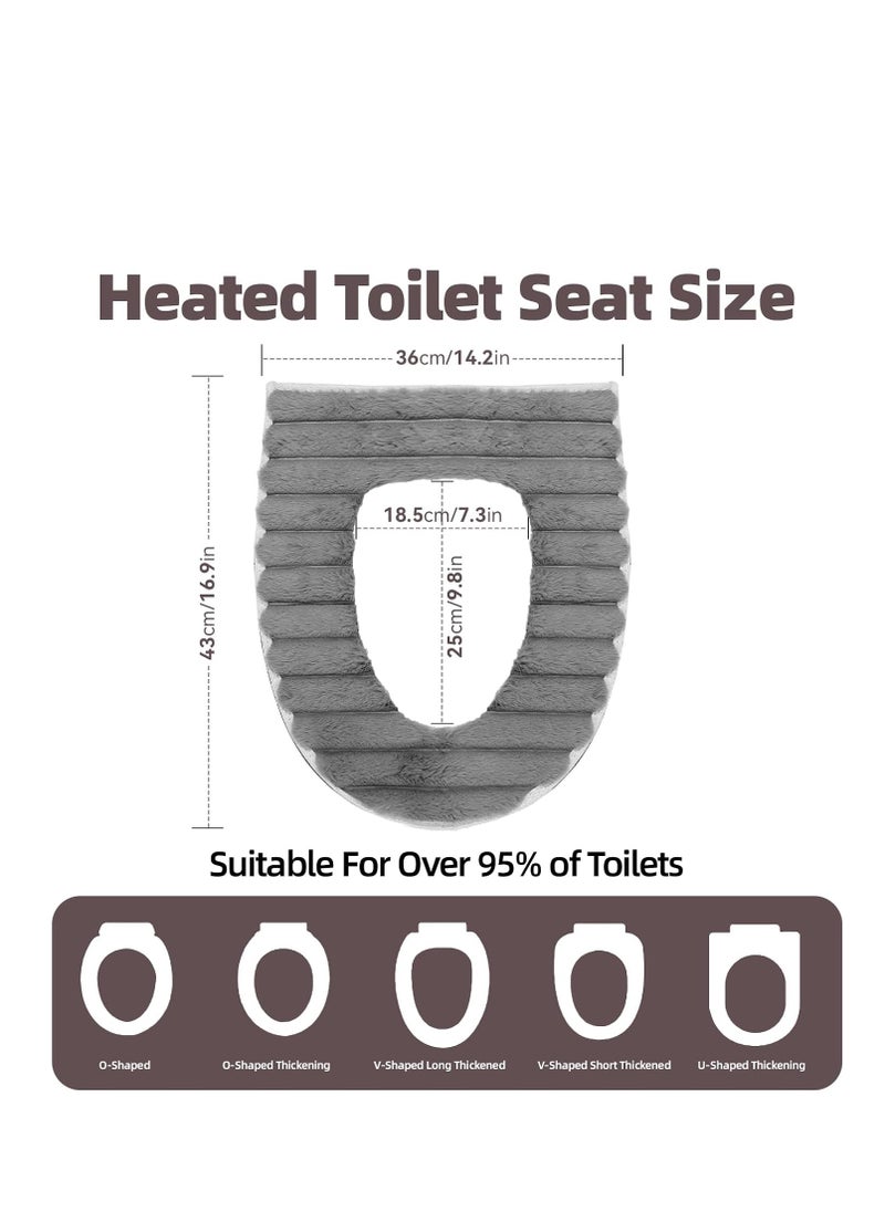 Generic - Heated Toilet Seat Cover USB Powered Toilet Seat Warmer with Charger 5-Speed Adjustable Temperature and Timing Function Levels Toilet Seat Cover with Soft Plush Fabric Easy To Clean and Installation Green - Image 1