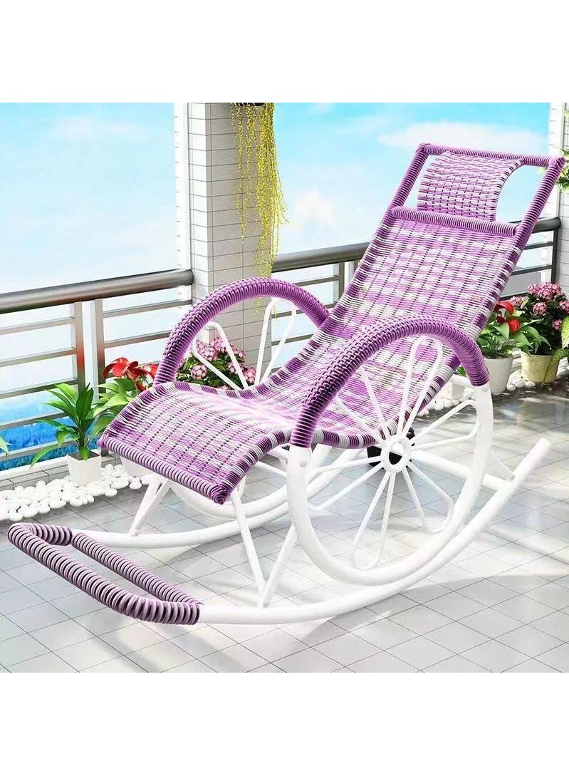 DubaiGallery كرسي هزاز قابل للإمالة للبالغين، كرسي منزلي للترفيه في الشرفة، خارجي لكبار السن، قيلولة مزدوجة الطابق - Image 1