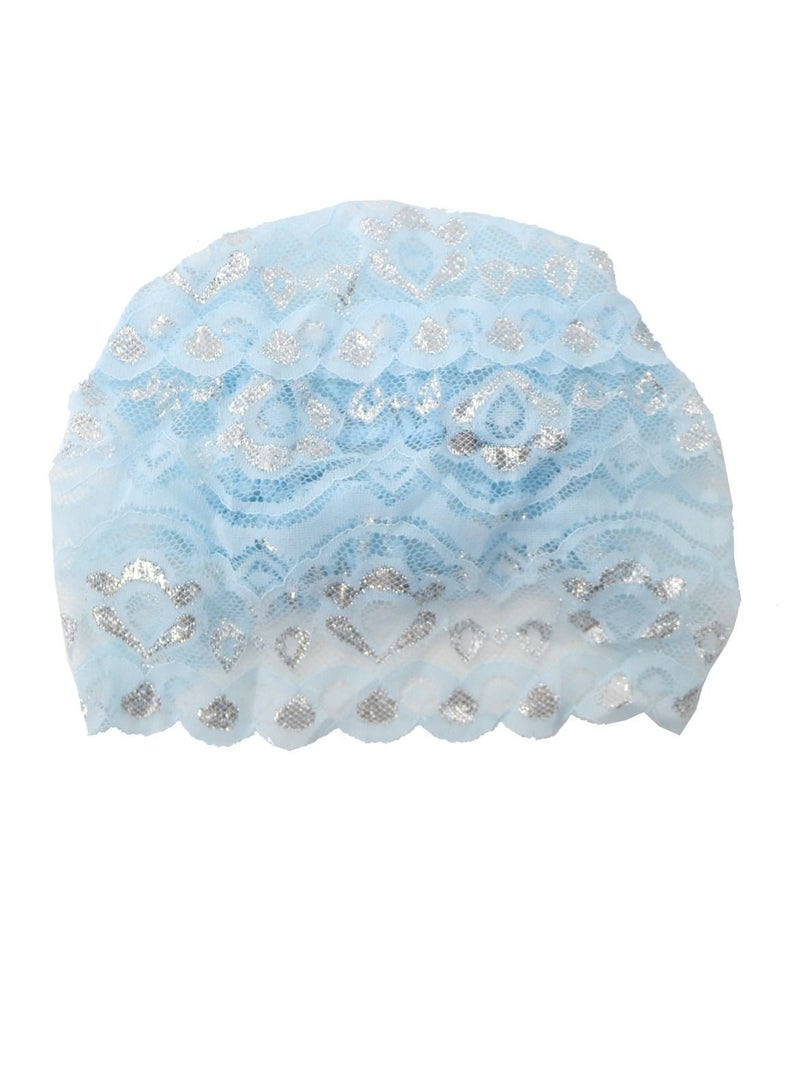 Loquat Women's Solid Color Shiny Lace Hijab Inner Cap Light Blue  - Image 2
