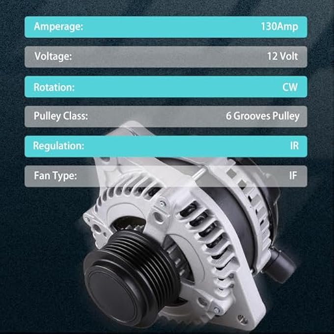 Slakerbe Alternator 11775 31100-RV0-A11, Alternator Replacement Compatible with Honda Odyssey 3.5L EX 2014-2017 EX-L 2014-2017 LX 2014-2017 SE 2016 2017 Touring/Touring Elite 2014-2017 3.5L V6 - Image 2