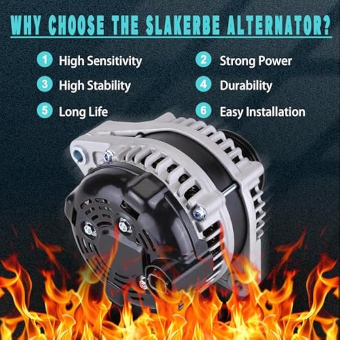 Slakerbe Alternator 11775 31100-RV0-A11, Alternator Replacement Compatible with Honda Odyssey 3.5L EX 2014-2017 EX-L 2014-2017 LX 2014-2017 SE 2016 2017 Touring/Touring Elite 2014-2017 3.5L V6 - Image 3