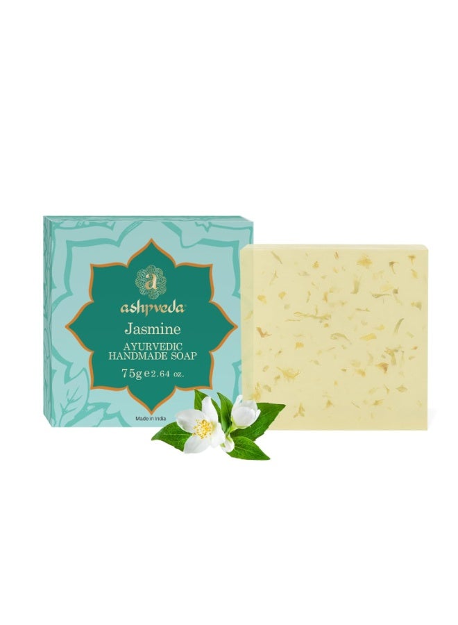 Ashpveda Ayurvedic Jasmine & Mogra Bath Soap Herbal Cleanser, Gentle Skin Care, Natural Scent, Nourishing Bath Bar for Skin Brightening & Moisturizing, 75gm - Image 1