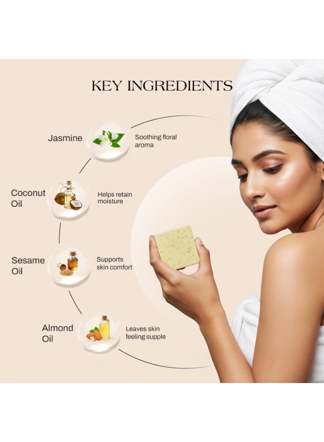 Ashpveda Ayurvedic Jasmine & Mogra Bath Soap Herbal Cleanser, Gentle Skin Care, Natural Scent, Nourishing Bath Bar for Skin Brightening & Moisturizing, 75gm - Image 3