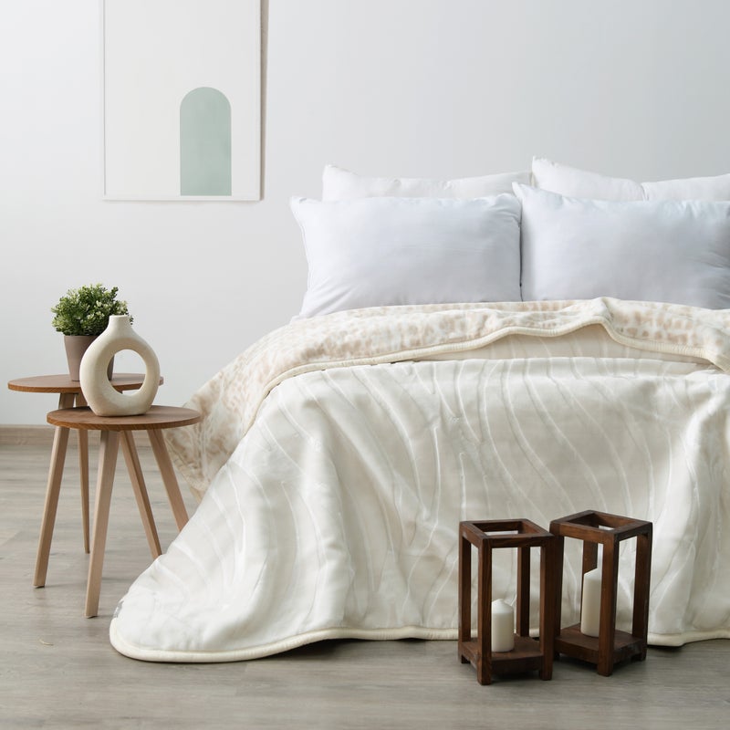 MORANO بطانية مورانو ميراچ موديل Waves 220 x 240 سم قابلة للعكس 2-طبقة فاخرة من البوليستر مع وزن للنعومة والدفء، راحة منزلية أنيقة - Image 1