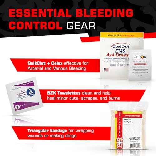 MediTac Bleeding Control Zip Pack with QuikClot, Celox, Gauze Pads, Triangular Bandage, BZK Wipes, Nitrile Gloves, Tape – Trauma First Aid Kit for Emergency Use - Image 5