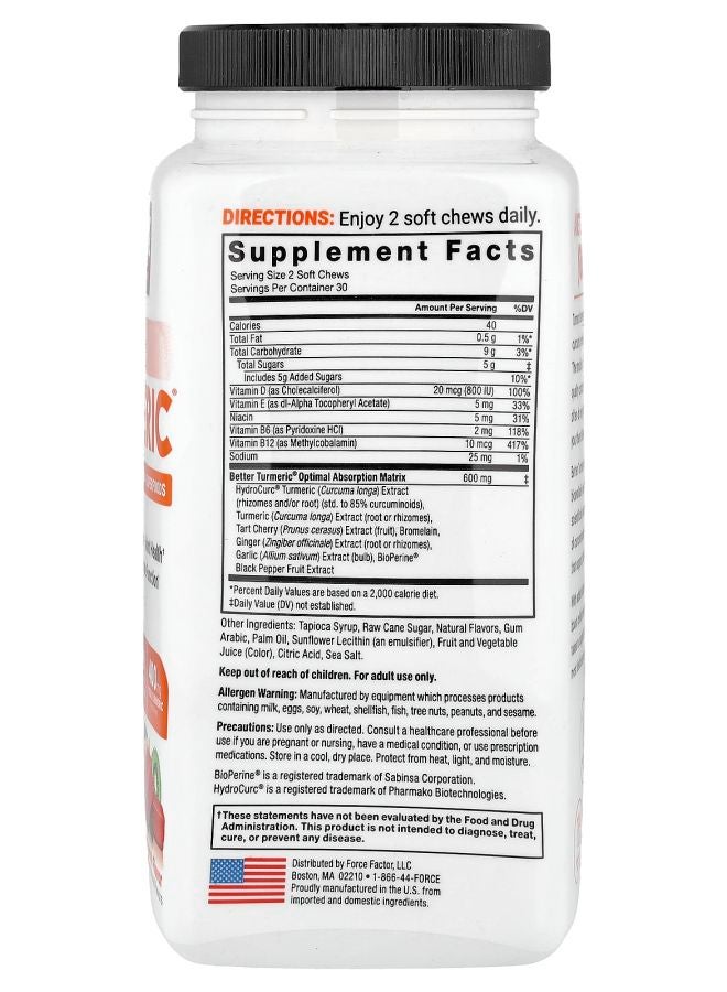Force Factor Better Turmeric® Extra Strength Curcumin + Superfoods Fruit Splash 60 Soft Chews - Image 2