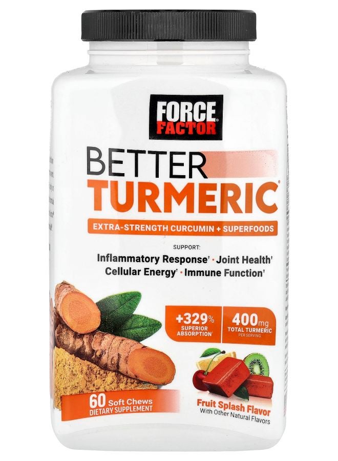 Force Factor Better Turmeric® Extra Strength Curcumin + Superfoods Fruit Splash 60 Soft Chews - Image 1