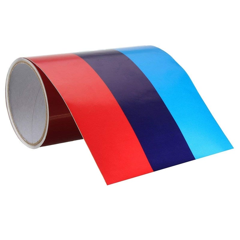 AutoE 3 Meters MColored Stripe Car Hood Roof Sticker Vinyl Decal for BMW M3 M5 M6 357 Series M Colored