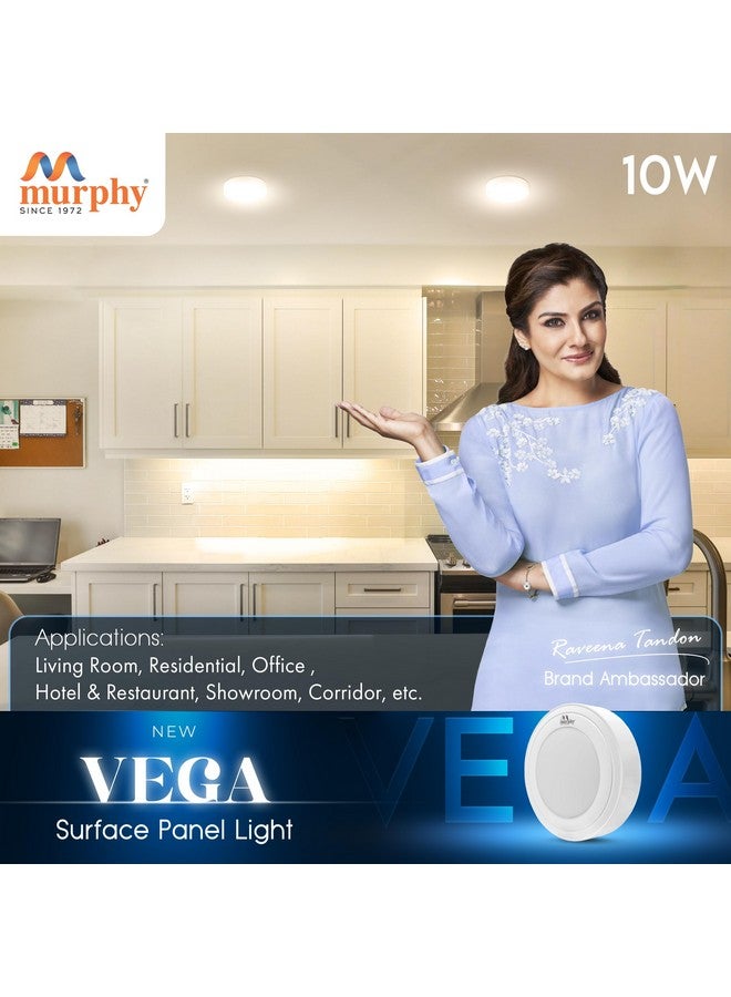 Murphy 10W Vega LED Panel Light Round Surface - (Warm White, Pack of 12,Plastic) No False Ceiling Required - Image 4