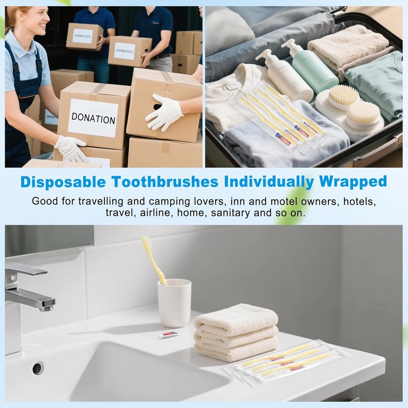 Zhjianup Disposable Toothbrush with Toothpaste Set, Individually Wrapped Soft Bristles Travel Size Manual Toothbrushes Kit in Bulk for Hotel/Travel/ Business/Donation/Homeless/Charity/Camping (50 Pack) - Image 5