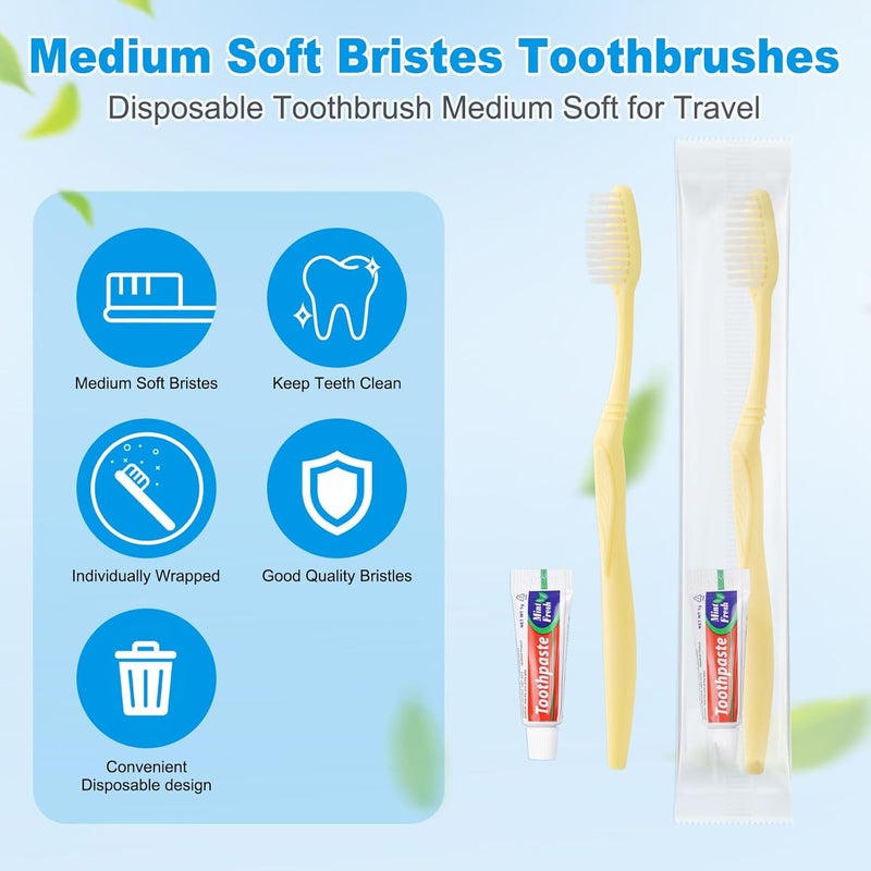 Zhjianup Disposable Toothbrush with Toothpaste Set, Individually Wrapped Soft Bristles Travel Size Manual Toothbrushes Kit in Bulk for Hotel/Travel/ Business/Donation/Homeless/Charity/Camping (50 Pack) - Image 3