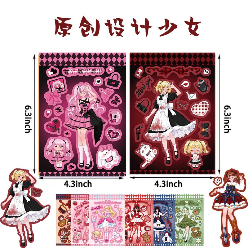 Korean Cartoon Collage Cute Girl Phone Case Stickers Set SJS167 Lori Girl (default 8 sheets/bag)