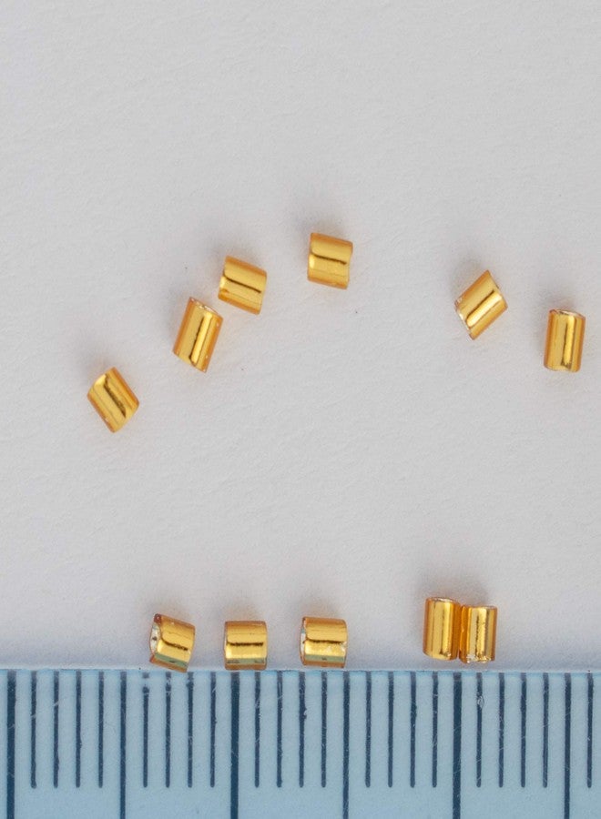 Toho Size #0 Bugle Beads 2mm, 22C Silver Lined Topaz/Gold Beads, Apprx. 8 Grams, Imported 2mm Pipe Shaped Japanese Beads for Jewelry Making, Beading, Embroidery, Art and Craft - Image 2