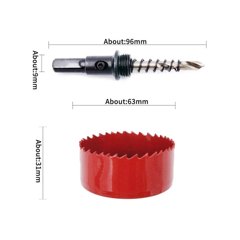 Laiwei Hole Saw Drill Bit HSS Hole Cutter with Arbor for Wood,PVC Board and Plasterboard(2-1/2"(63mm Hole Saw)) - Image 3