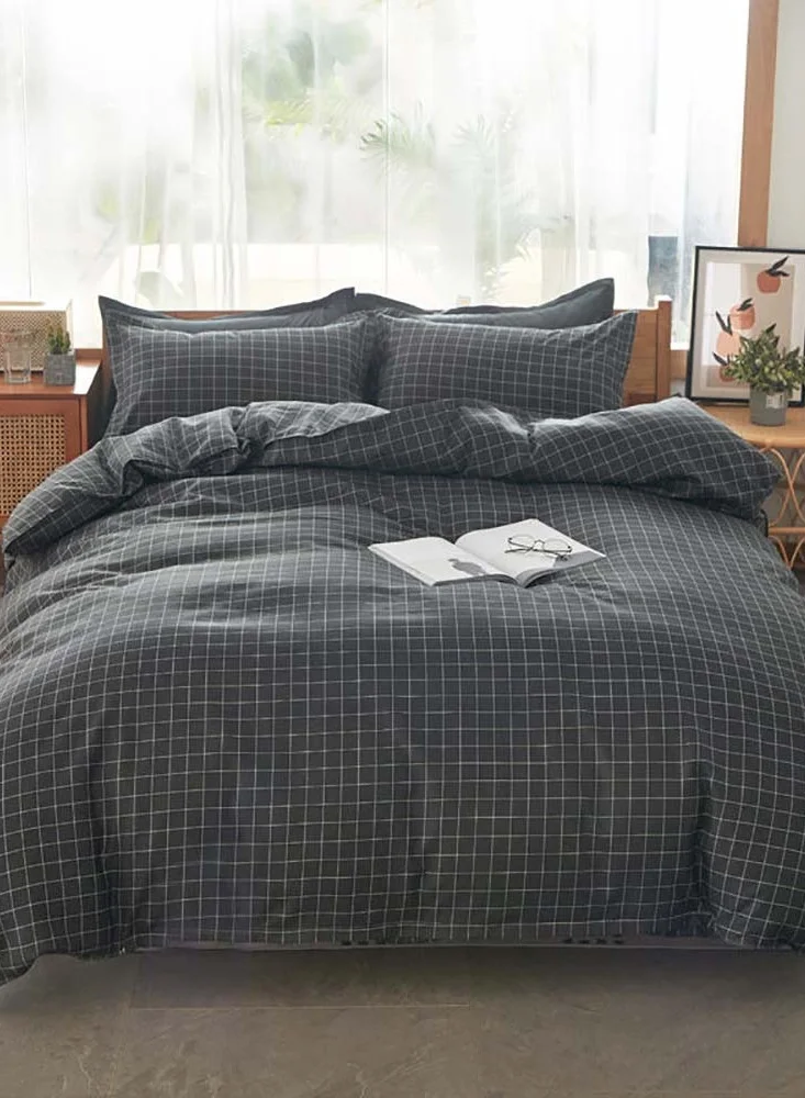 Sharpdo 4 Pieces Bed Sheet Set Luxury Cotton Microfiber Soft Quilt Set with 1 Comforter/Quilt Cover, 1 Flat Sheet and 2 Pillowcases Single 2.2m(220*240cm) Bed