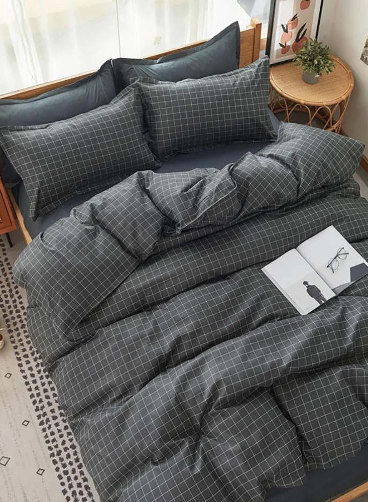 Sharpdo 4 Pieces Bed Sheet Set Luxury Cotton Microfiber Soft Quilt Set with 1 Comforter/Quilt Cover, 1 Flat Sheet and 2 Pillowcases Single 2.2m(220*240cm) Bed