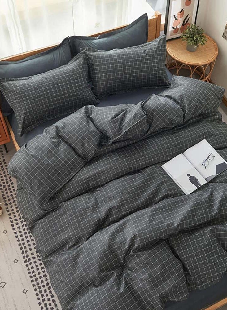 Sharpdo 4 Pieces Bed Sheet Set Luxury Cotton Microfiber Soft Quilt Set with 1 Comforter/Quilt Cover, 1 Flat Sheet and 2 Pillowcases Single 2.2m(220*240cm) Bed - Image 2