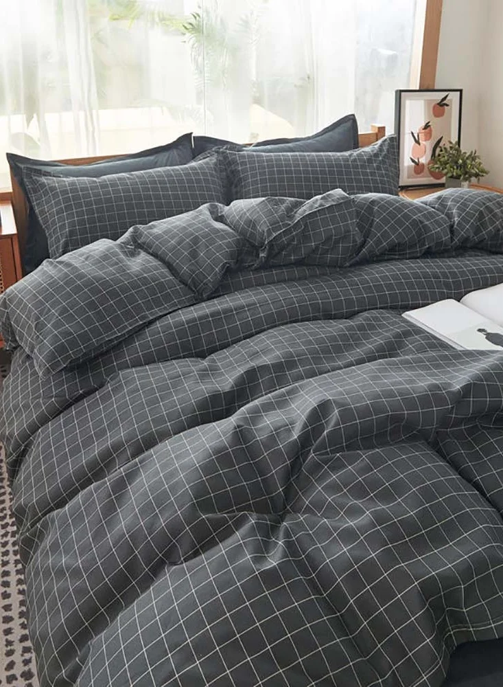 Sharpdo 4 Pieces Bed Sheet Set Luxury Cotton Microfiber Soft Quilt Set with 1 Comforter/Quilt Cover, 1 Flat Sheet and 2 Pillowcases Single 2.2m(220*240cm) Bed