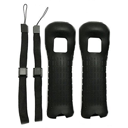 Ambertown 2 x Black Silicone Skin Case Cover with Wrist Strap for Wii Remote - Image 2