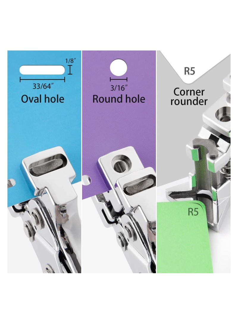 KASTWAVE 3 in 1 Badge Slot Hole Punch for ID Card,  Handheld Card Puncher Suitable for PVC Material, Business Cards and Cardstock(1/8"×33/64" Slot Hole, 3/16" Round Hole and R5 Corner Rounder in one) - Image 2