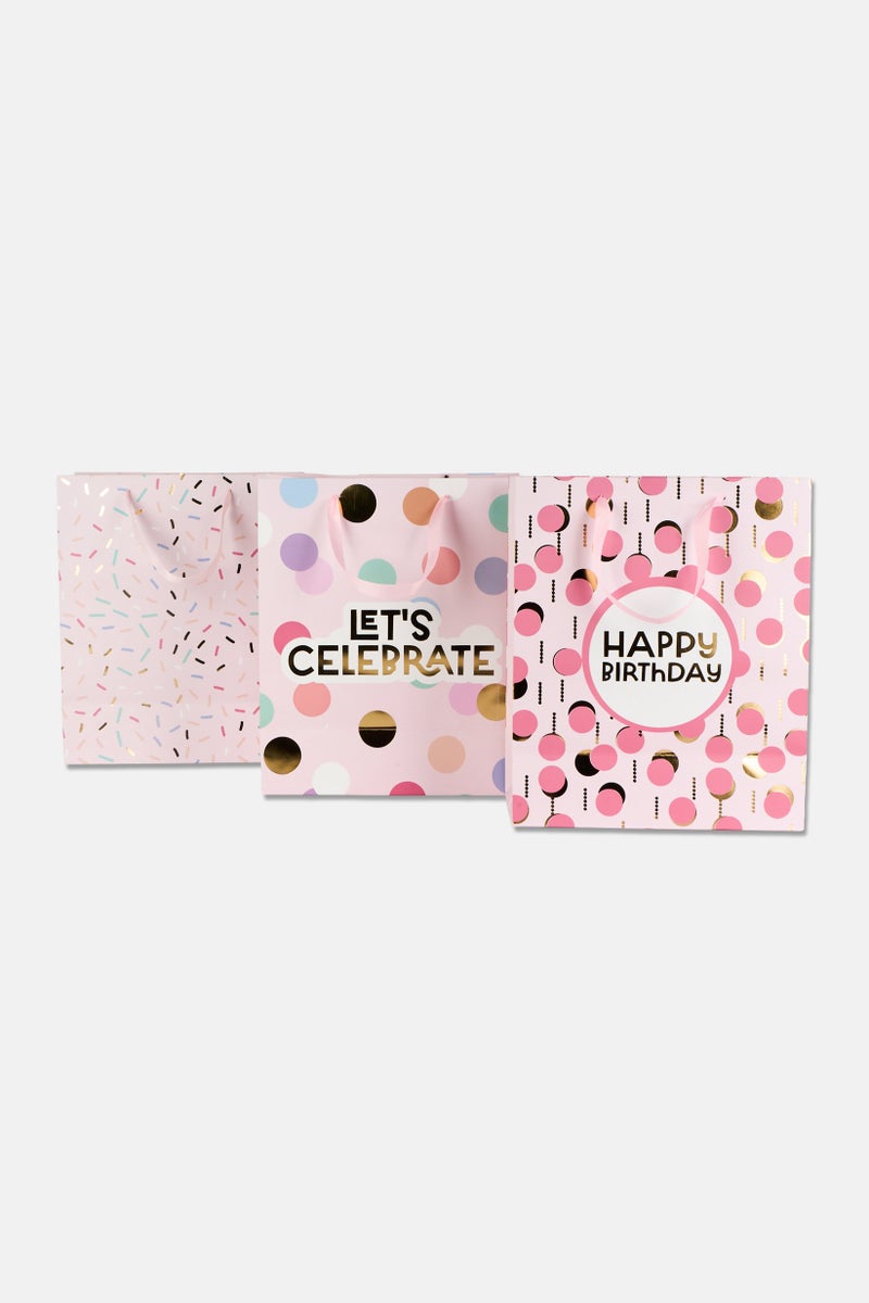 Stella Rose Glittered Set Of 3 Gift Bag, Multicolor - Image 2