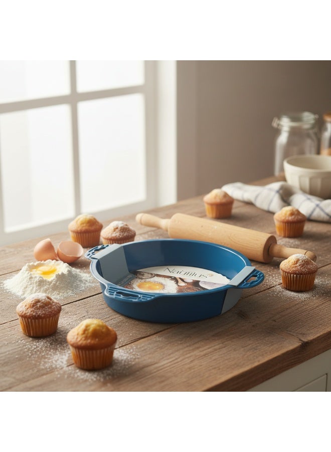 Nautilus Premium Silicone Round Baking Mould with Handles - Non-Stick Cake Pan 20CM - Image 2