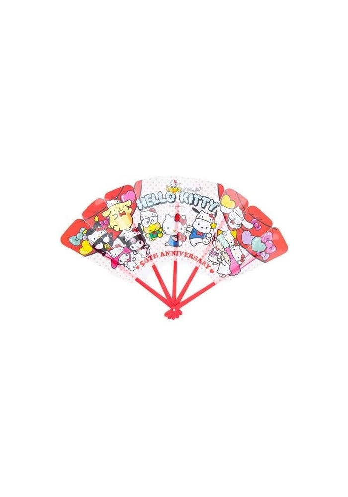 DAISO Hello Kitty Water Repellent Fan - Red - Image 1