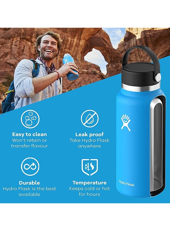 هايدرو فلاسك زجاجة مياه كليمنتين قابلة لإعادة الاستخدام من الفولاذ المقاوم للصدأ ذات فتحة واسعة وغطاء من القش - معزولة بالفراغ، آمنة للاستخدام في غسالة الأطباق، وغير سامة - Image 4