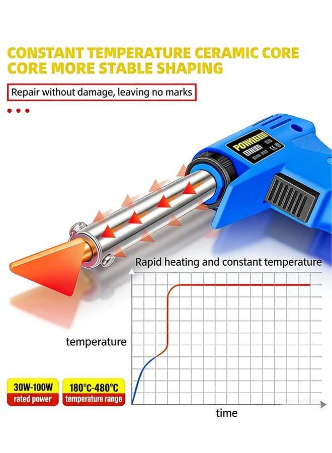 سيسلي عدة لحام البلاستيك، مجموعة إصلاح بالحرارة 2 في 1 لصدمات السيارات، مع رأس لحام وأداة كشط، أداة إصلاح شقوق صدمات السيارة - Image 5
