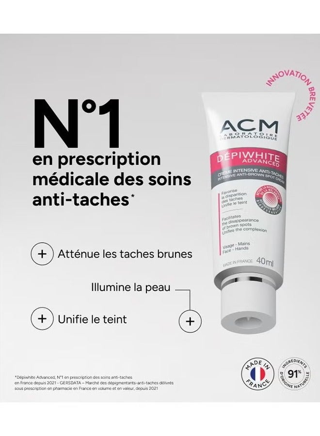 Depiwhite Advanced Intensive Anti-Brown Spot Cream, Anti-Freckles and Acne Mark Essence, Skin Lightening Essence Cream - 40 ML