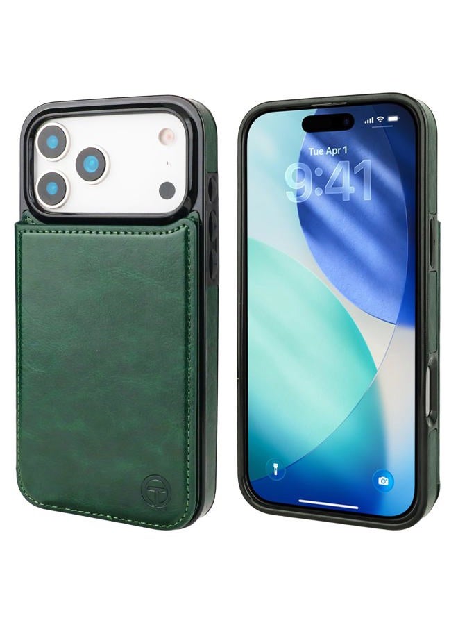 OT ONETOP حافظة محفظة ONETOP متوافقة مع Magsafe لجهاز iPhone 17 Pro Max مع حامل بطاقات، غلاف جلد PU مع واقي RFID، قفل مغناطيسي مزدوج وغلاف مقاوم للصدمات 6.9 بوصة (أخضر) - Image 3