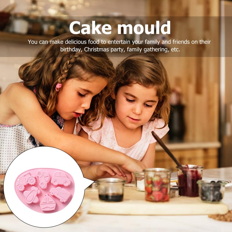 TIDTALEO 2pcs Pink Silicone Vehicle Shape Baking Molds Candy Chocolate Cake Mold Set for Cookie Fondant Candy Making and Dessert Decoration - Image 4