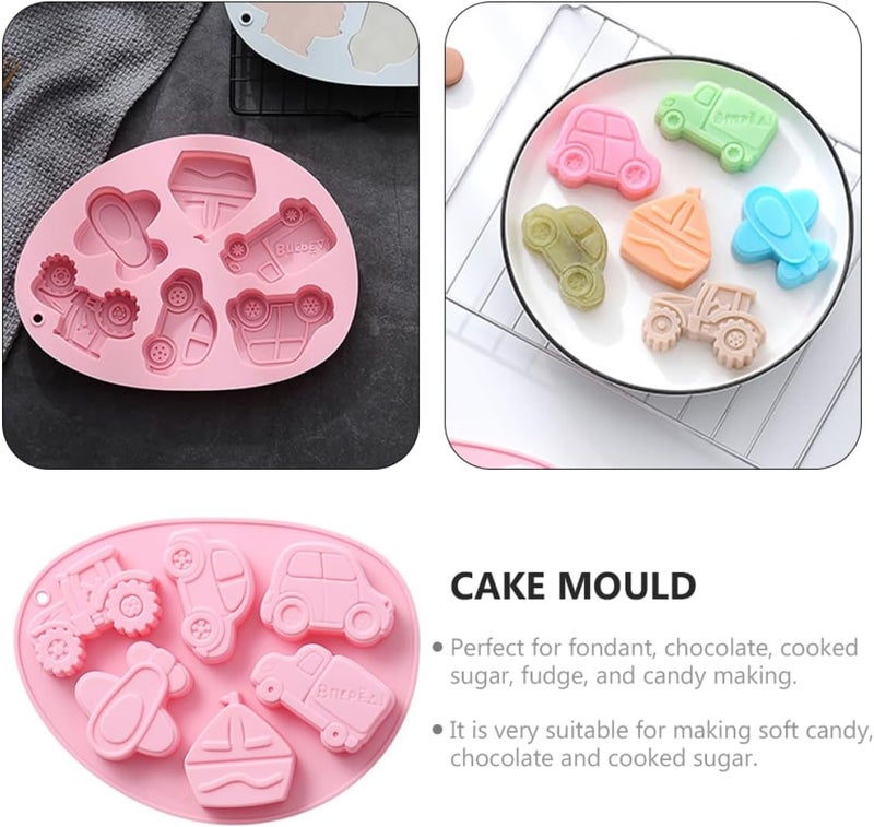 TIDTALEO 2pcs Pink Silicone Vehicle Shape Baking Molds Candy Chocolate Cake Mold Set for Cookie Fondant Candy Making and Dessert Decoration - Image 3