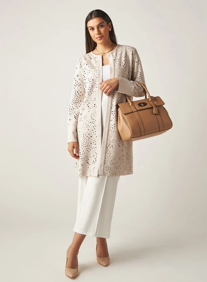 Celeste Textured Tote Bag with Twist Clasp and Top Handles