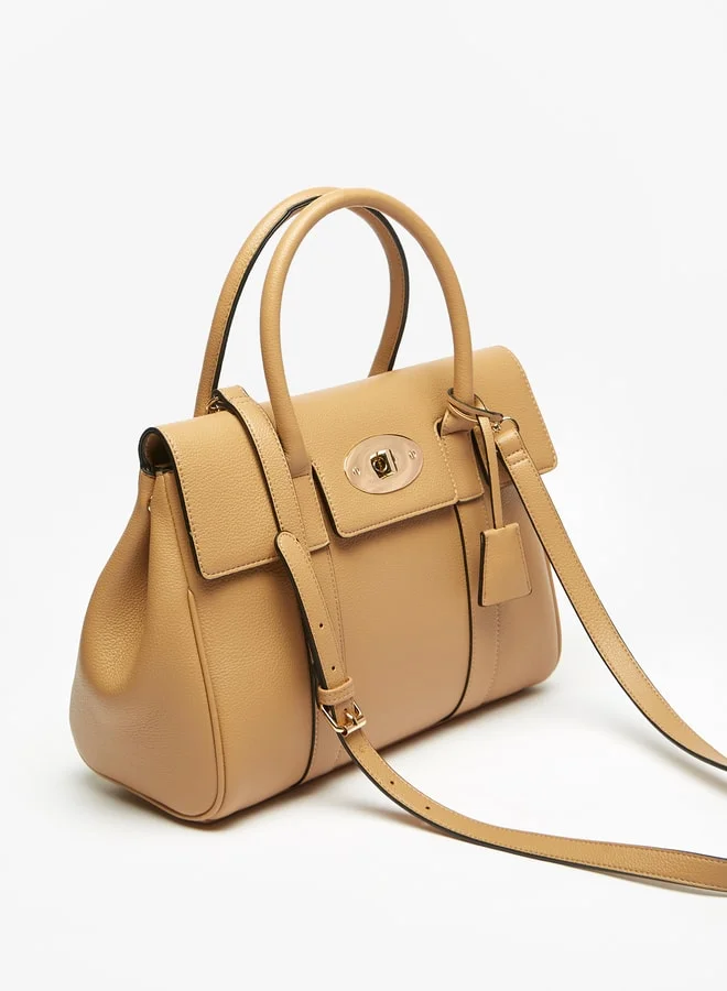 Celeste Textured Tote Bag with Twist Clasp and Top Handles