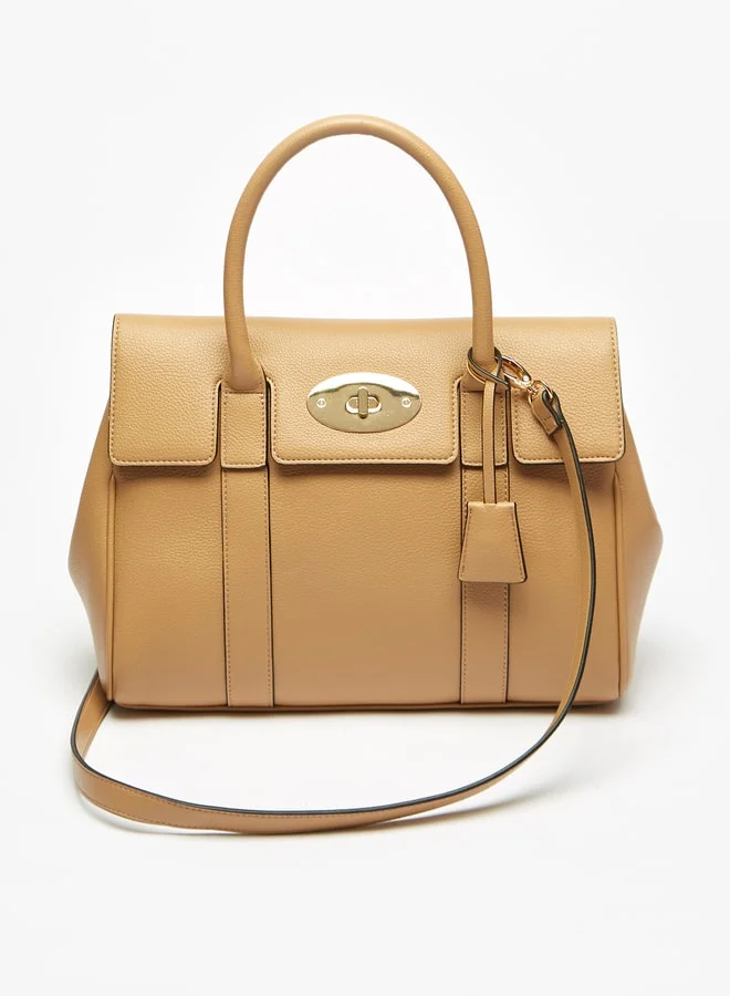 Celeste Textured Tote Bag with Twist Clasp and Top Handles