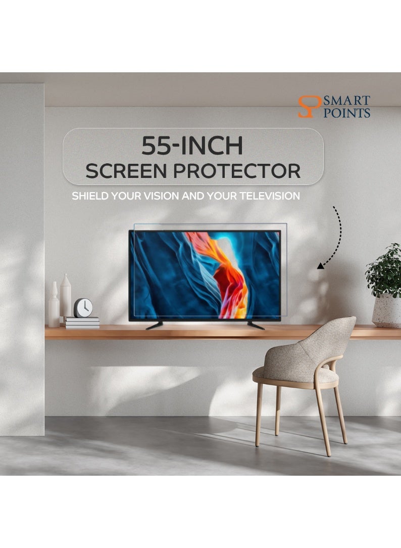 "سمارت بوينتس  " سمارت بوينتس – واقي شاشة تلفزيون 55 بوصة من الأكريليك المقاوم للكسر والخدوش، يحمي العين من الأشعة الضارة، مقاوم للغبار والسوائل - Image 2