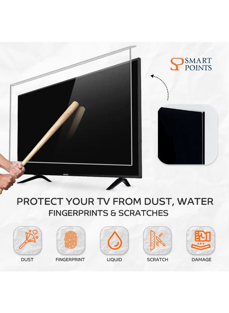 "سمارت بوينتس  " سمارت بوينتس – واقي شاشة تلفزيون 55 بوصة من الأكريليك المقاوم للكسر والخدوش، يحمي العين من الأشعة الضارة، مقاوم للغبار والسوائل - Image 4