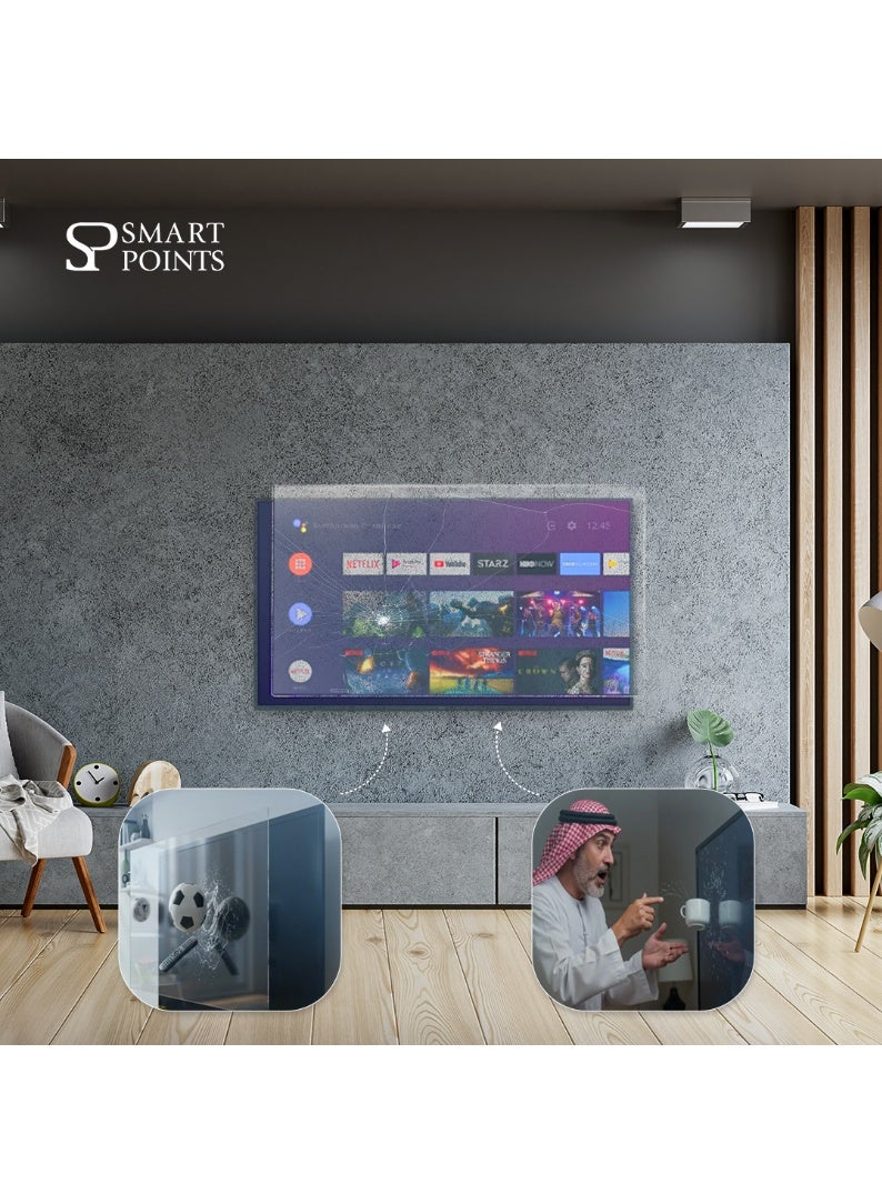 "سمارت بوينتس  " سمارت بوينتس – واقي شاشة تلفزيون 55 بوصة من الأكريليك المقاوم للكسر والخدوش، يحمي العين من الأشعة الضارة، مقاوم للغبار والسوائل - Image 3