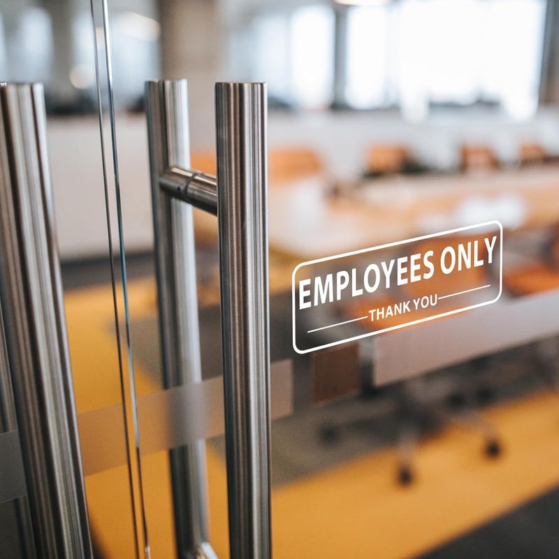 SnailGo Employees Only Sign for Business Sign 9x3 Inch Sticker Vinyl Window Door Staff Signs Waterproof UV Proof Decal 5 Pack - Image 2
