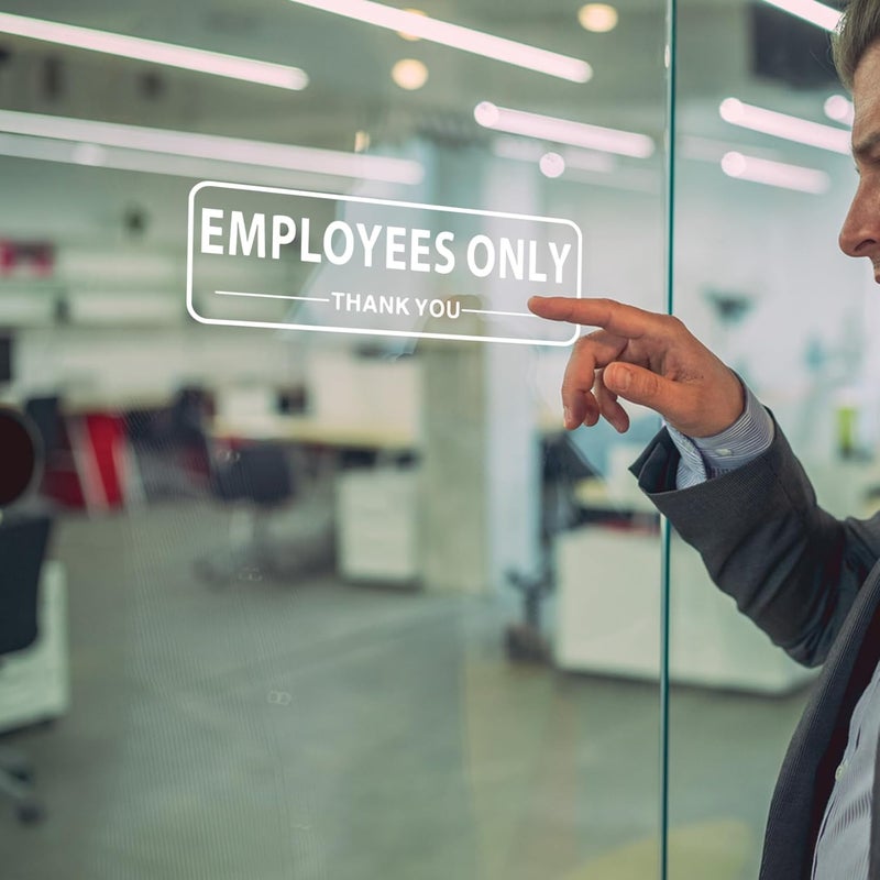SnailGo Employees Only Sign for Business Sign 9x3 Inch Sticker Vinyl Window Door Staff Signs Waterproof UV Proof Decal 5 Pack - Image 5