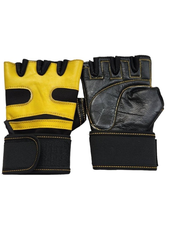 STRIVE FIT Pair of Gym Gloves with Wrist Band Support for Men, for Women for Professional Weightlifting, Fitness Training and Workout (Yellow) - Image 2