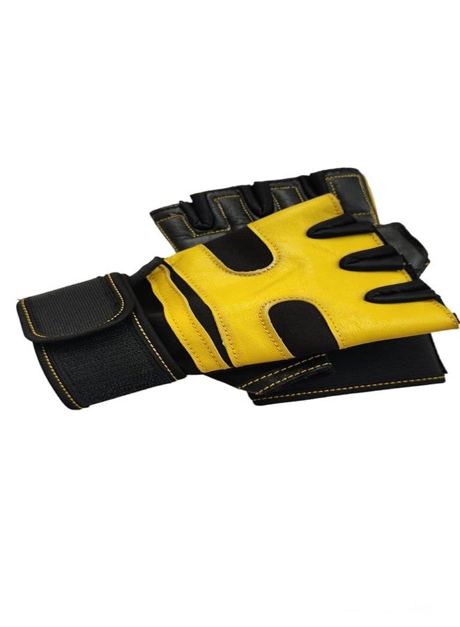 STRIVE FIT Pair of Gym Gloves with Wrist Band Support for Men, for Women for Professional Weightlifting, Fitness Training and Workout (Yellow) - Image 4
