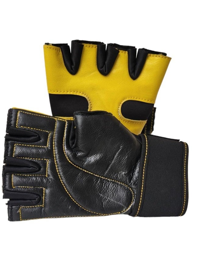 STRIVE FIT Pair of Gym Gloves with Wrist Band Support for Men, for Women for Professional Weightlifting, Fitness Training and Workout (Yellow) - Image 3